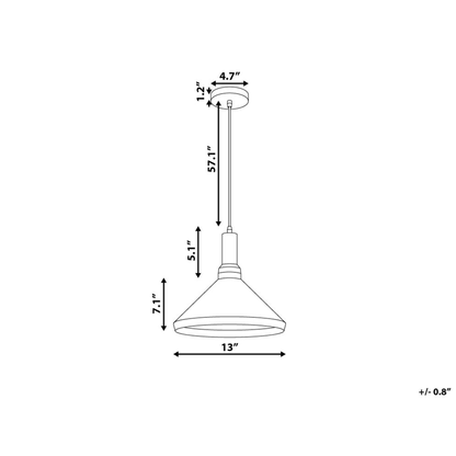 Hanging Pendant Lamp Gold And Light Wood Aluminum Cone Shade