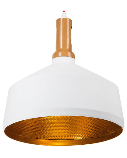 White Gold Wood Aluminum Pendant Lamp Geometric Shade