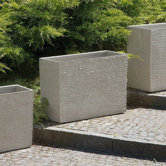 Beige Stone Plant Pot Rectangular Indoor Outdoor Planter 50 x 70 x 29cm Durable