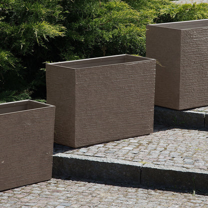 Brown Stone Plant Pot 50 x 70 x 29cm Indoor Outdoor Rectangular Planter Weatherproof