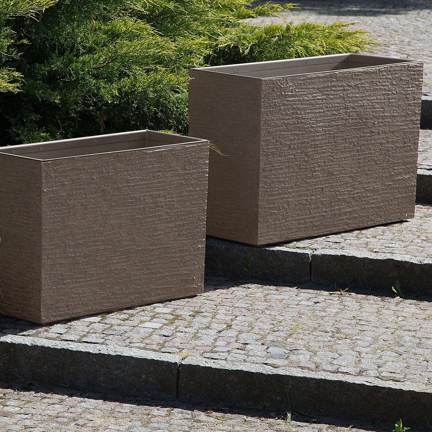 Brown Fiberglass Reinforced Rectangular Plant Pot 56 x 80 x 56cm Indoor Outdoor Planter