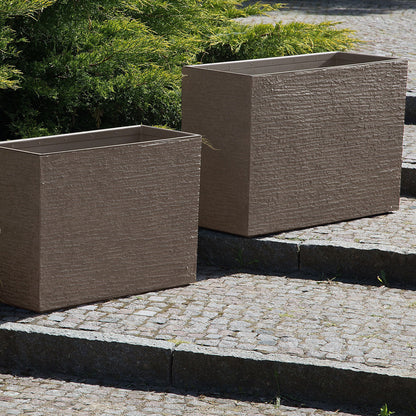 Brown Fiberglass Reinforced Rectangular Plant Pot 56 x 80 x 56cm Indoor Outdoor Planter