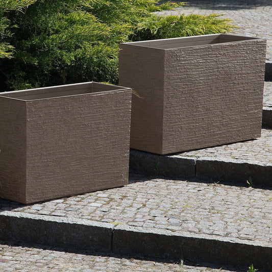 Brown Fiberglass Reinforced Rectangular Plant Pot 56 x 80 x 56cm Indoor Outdoor Planter