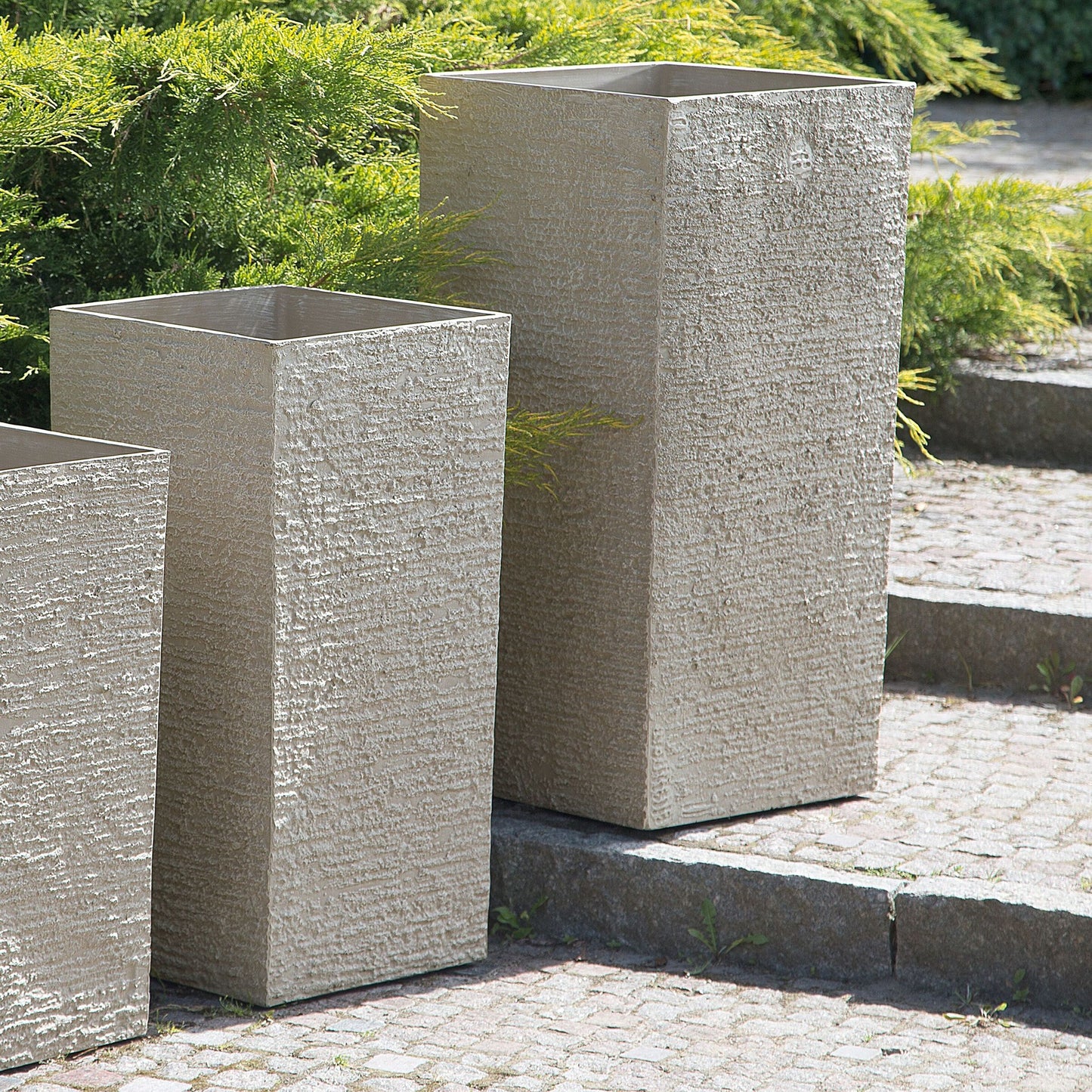 Beige Stone Tall Plant Pot 40 x 40 x 81cm Indoor Outdoor Planter
