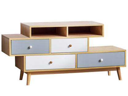 Sideboard Brown 4 Drawers And 2 Shelves Asymmetric Design