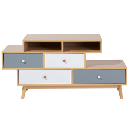 Sideboard Brown 4 Drawers And 2 Shelves Asymmetric Design