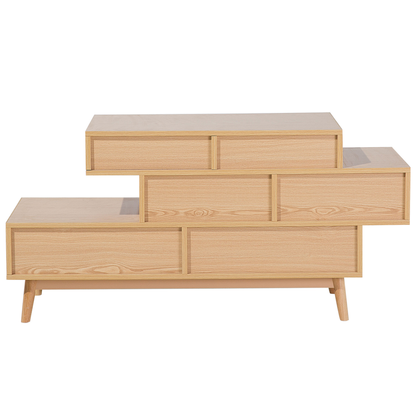 Sideboard Brown 4 Drawers And 2 Shelves Asymmetric Design