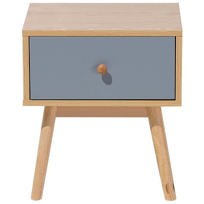 Scandinavian Bedside Table Nightstand Light Brown With Grey 1 Drawer Manufactured Wood