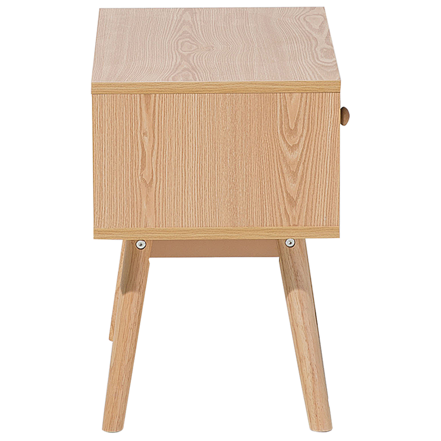 Scandinavian Bedside Table Nightstand Light Brown With Grey 1 Drawer Manufactured Wood