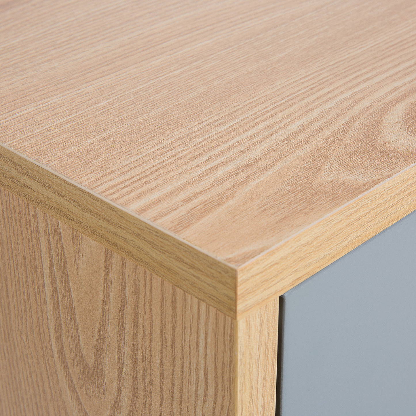 Scandinavian Bedside Table Nightstand Light Brown With Grey 1 Drawer Manufactured Wood