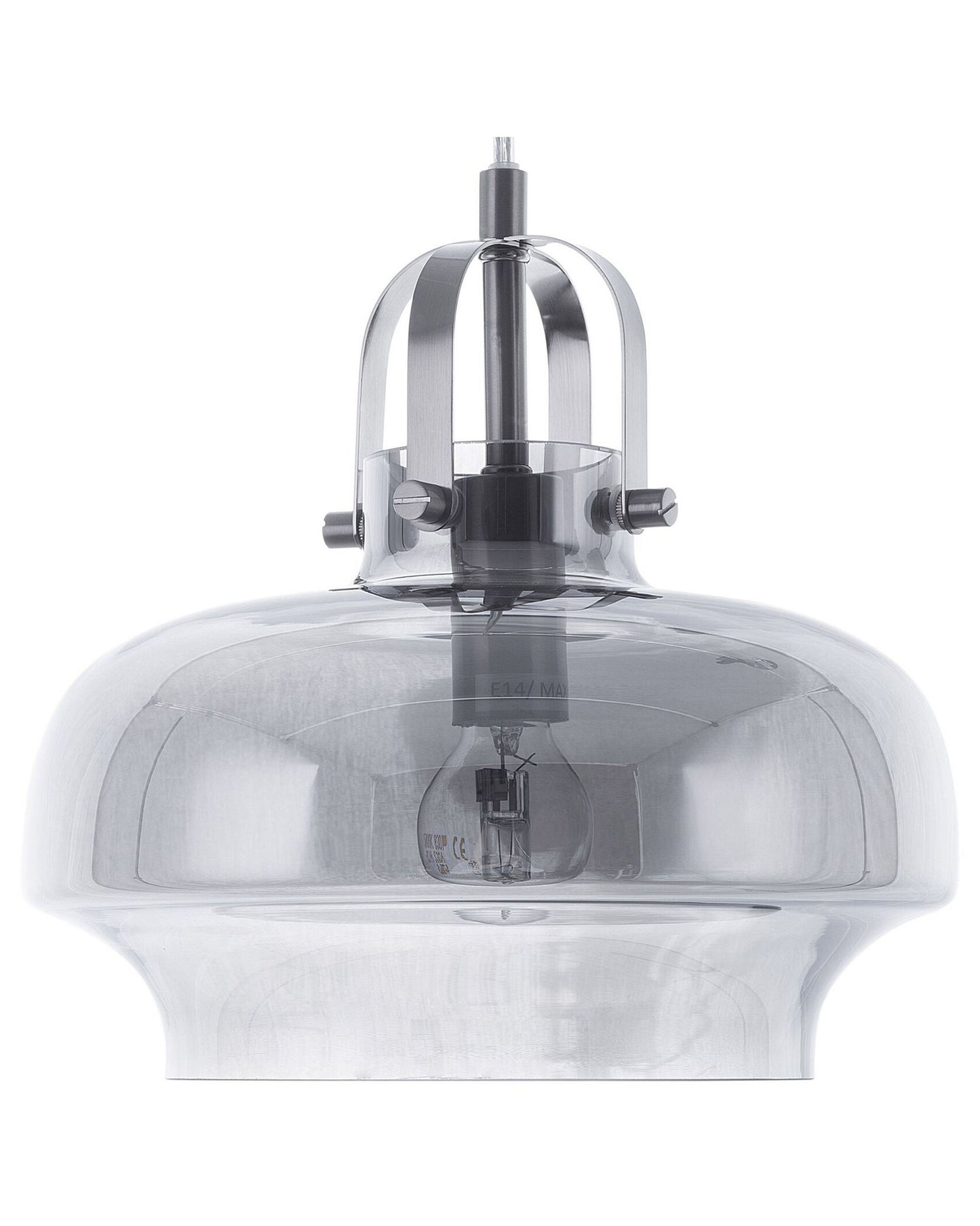 Smoked Grey Glass Pendant Lamp Industrial Ceiling Light