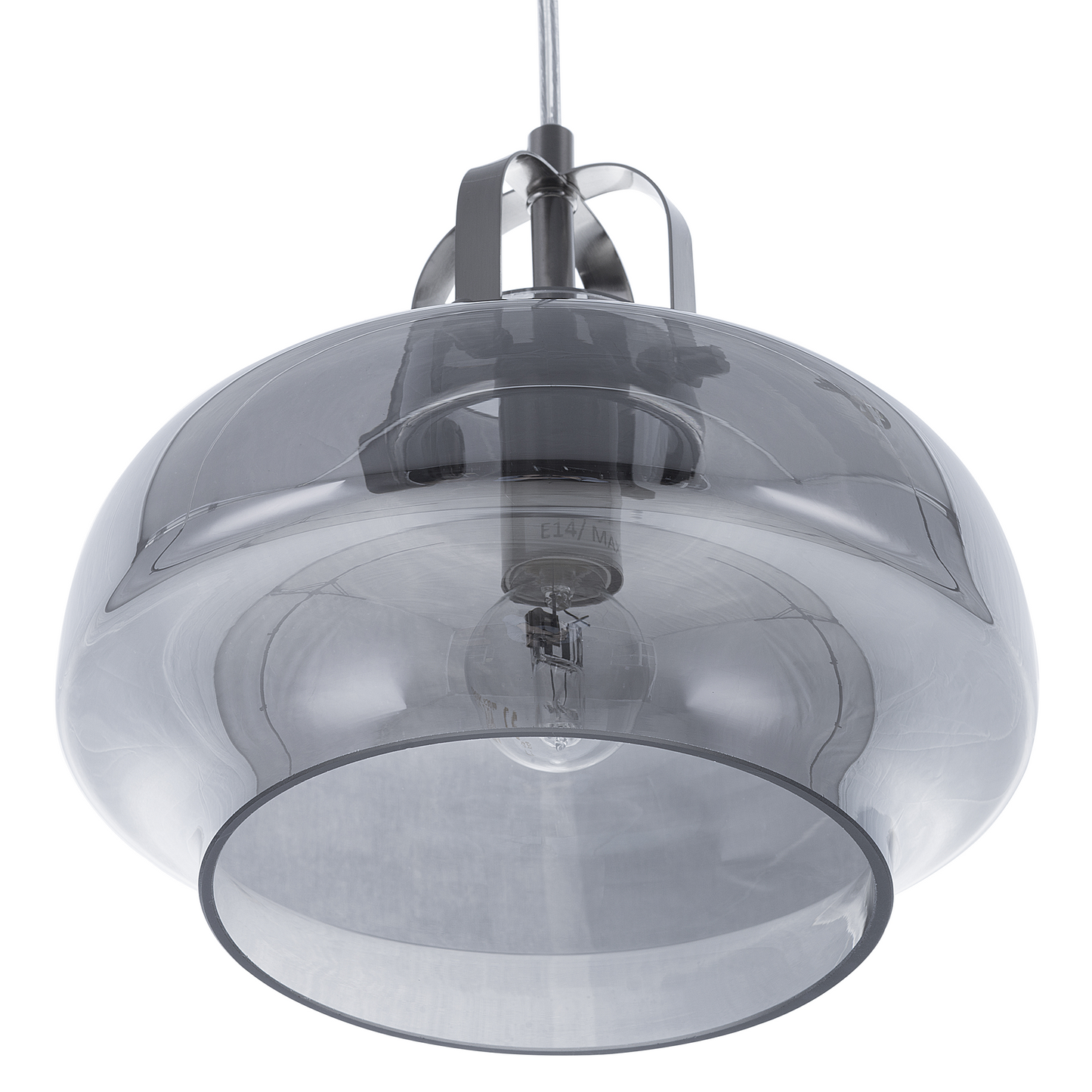 Smoked Grey Glass Pendant Lamp Industrial Ceiling Light