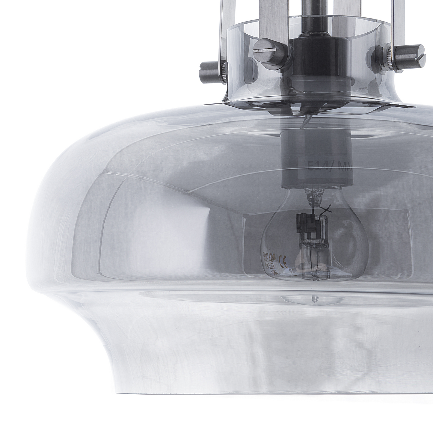 Smoked Grey Glass Pendant Lamp Industrial Ceiling Light