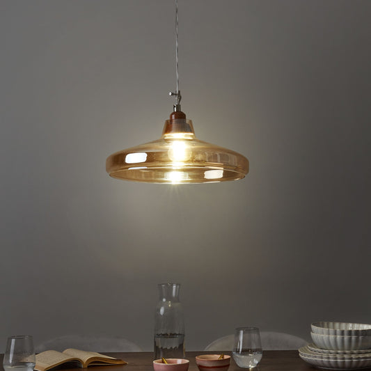 Lucent Pendant Lamp Tinted Gold Glass Vintage Style Ceiling Light