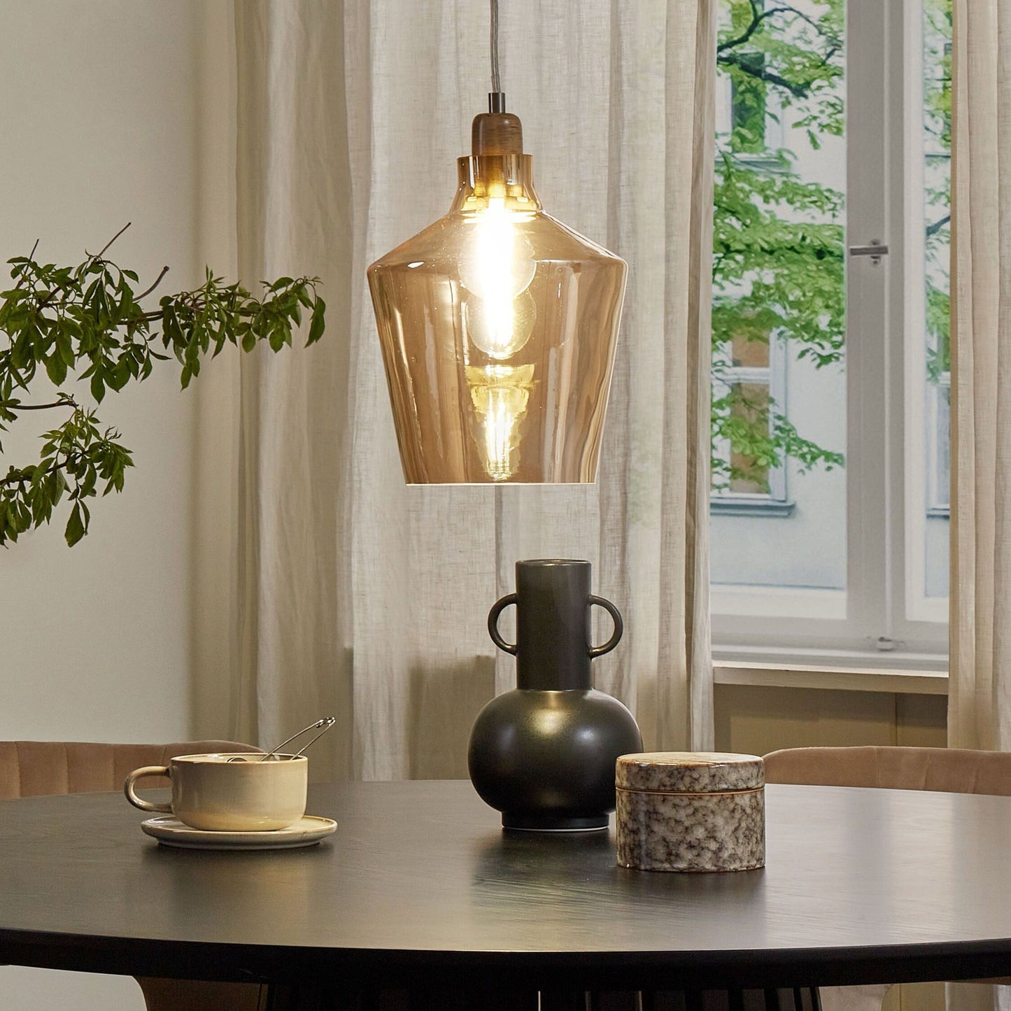 Pendant Lamp Gold Tinted Glass Modern Industrial Ceiling Light For Dining Rooms