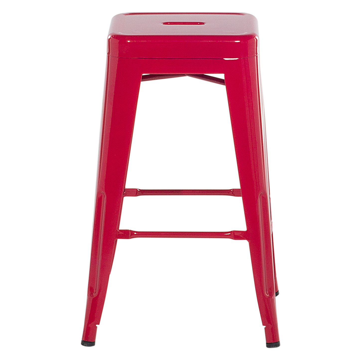 Set Of 2 Red Steel Bar Stools 60cm Stackable Counter Height Industrial
