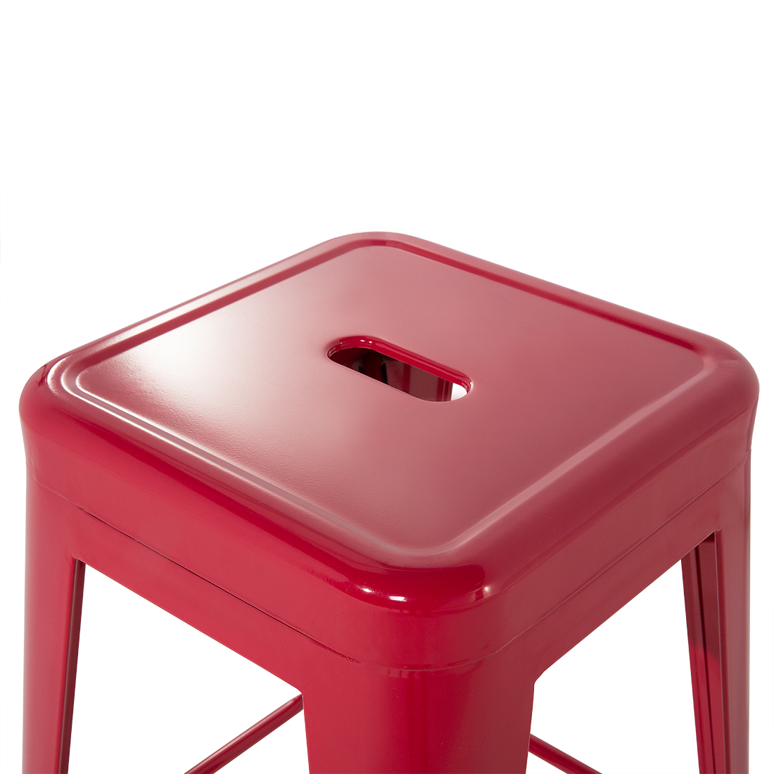Set Of 2 Red Steel Bar Stools 60cm Stackable Counter Height Industrial