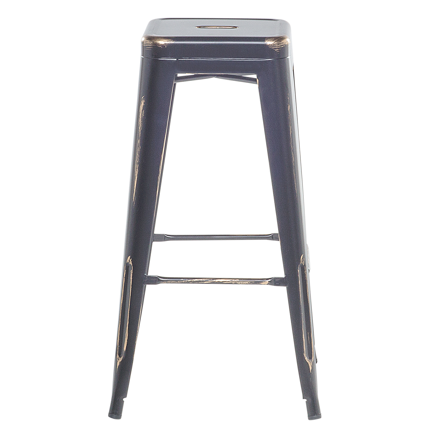 Urban Loft Industrial Stackable Bar Stools Set Of 2 Black With Gold Steel Frame 76cm Counter Height