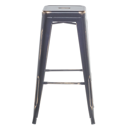 Urban Loft Industrial Stackable Bar Stools Set Of 2 Black With Gold Steel Frame 76cm Counter Height