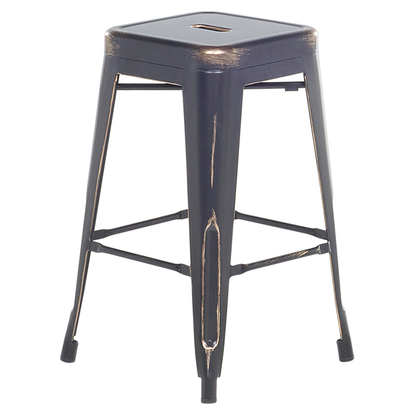 Set Of 2 Bar Stools Black Gold Steel 60cm Stackable