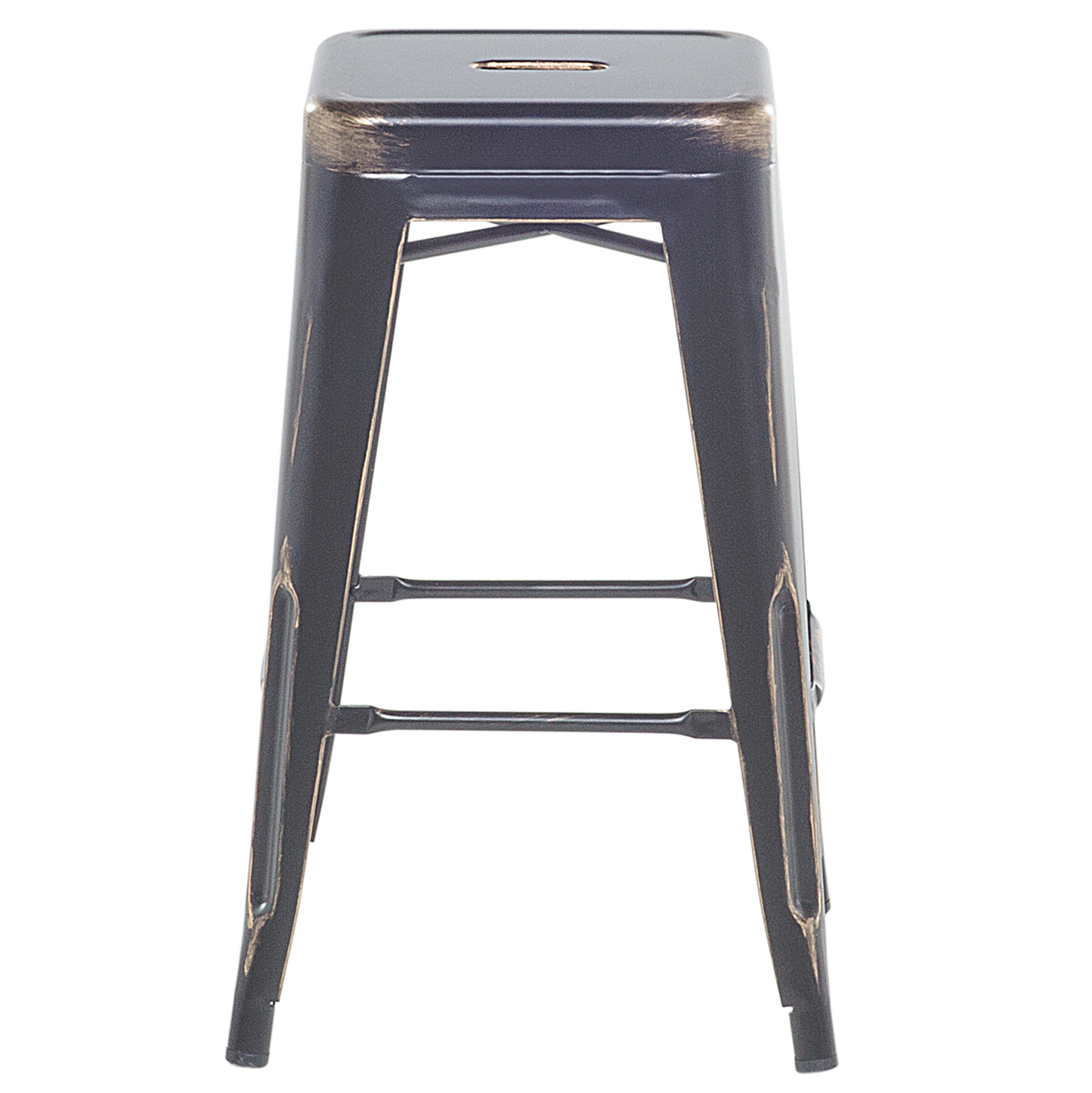Set Of 2 Bar Stools Black Gold Steel 60cm Stackable