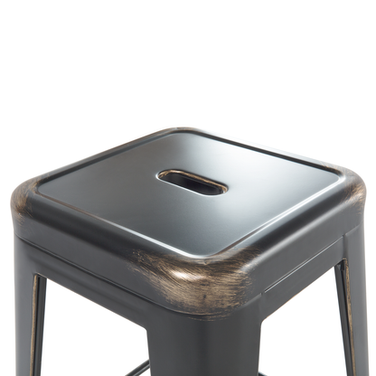 Set Of 2 Bar Stools Black Gold Steel 60cm Stackable