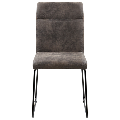 Set of 2 Grey Fabric Dining Chairs with Black U Shaped Legs