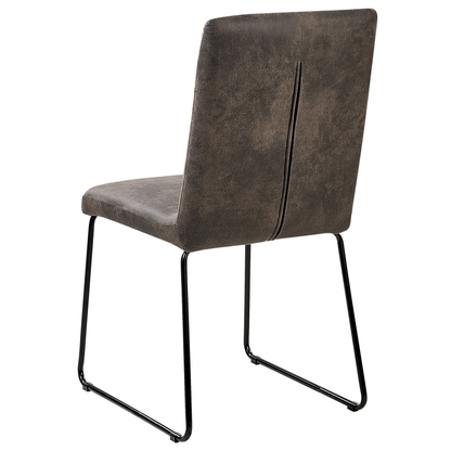 Set of 2 Grey Fabric Dining Chairs with Black U Shaped Legs