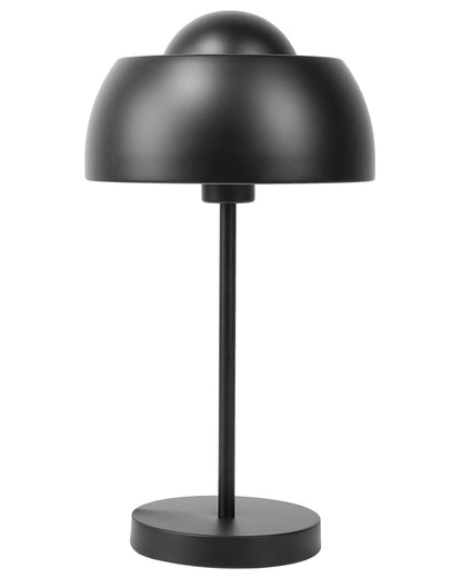 Table Lamp Black Metal Round Base Dome Shade Industrial