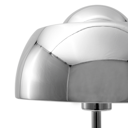 Lighting Silver Metal Table Lamp Round Base Dome Shade