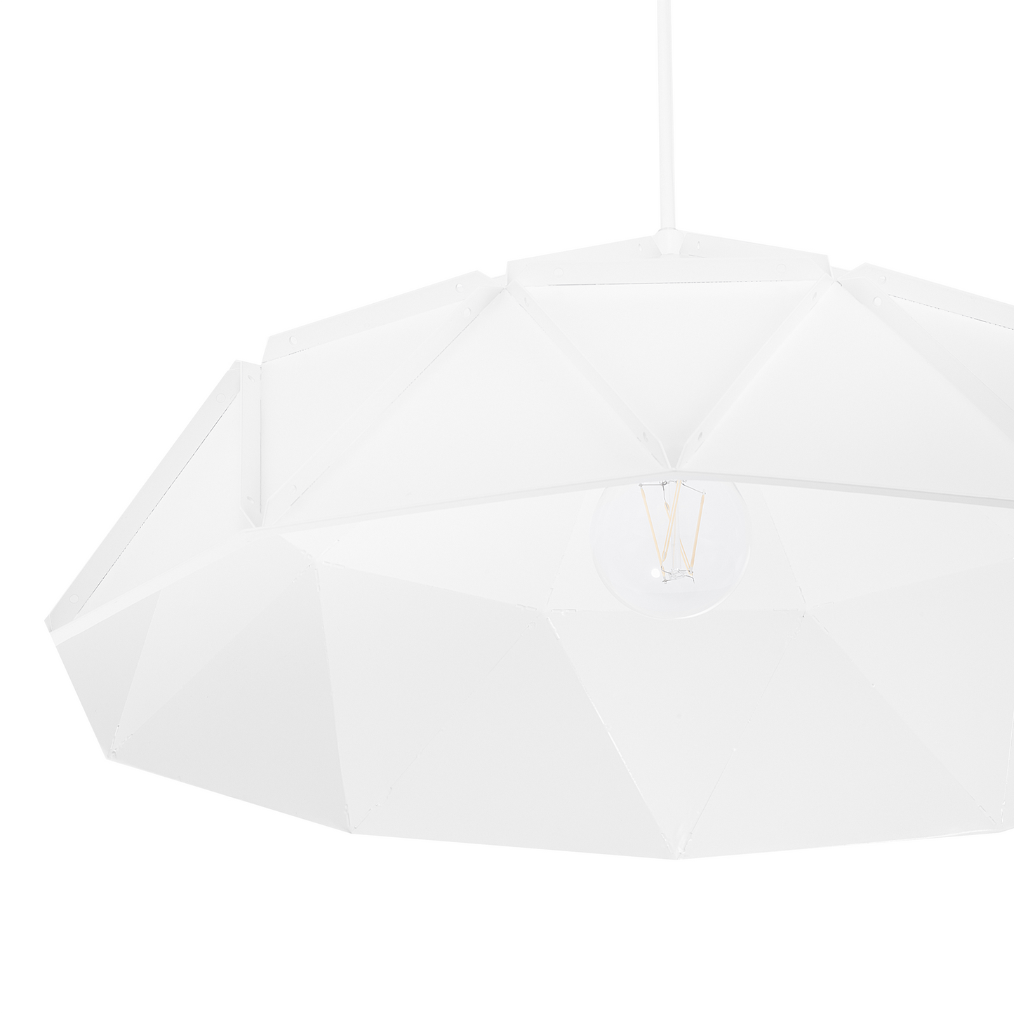 Pendant Lamp White Metal Geometric 1 Light Modern Ceiling Fixture For Living Room And Office