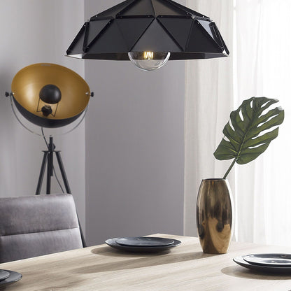 Pendant Lamp Black Metal Geometric 1 Light Modern