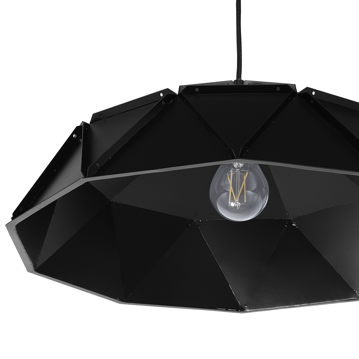 Pendant Lamp Black Metal Geometric 1 Light Modern