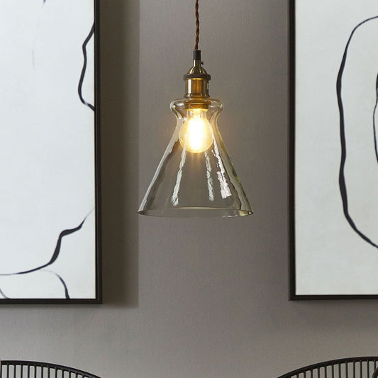 Haven Home Brass Glass Pendant Lamp Industrial Ceiling Light