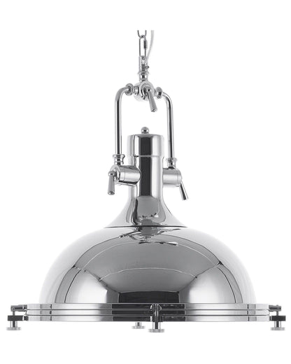 Industrial Pendant Lamp Silver Chromed Metal