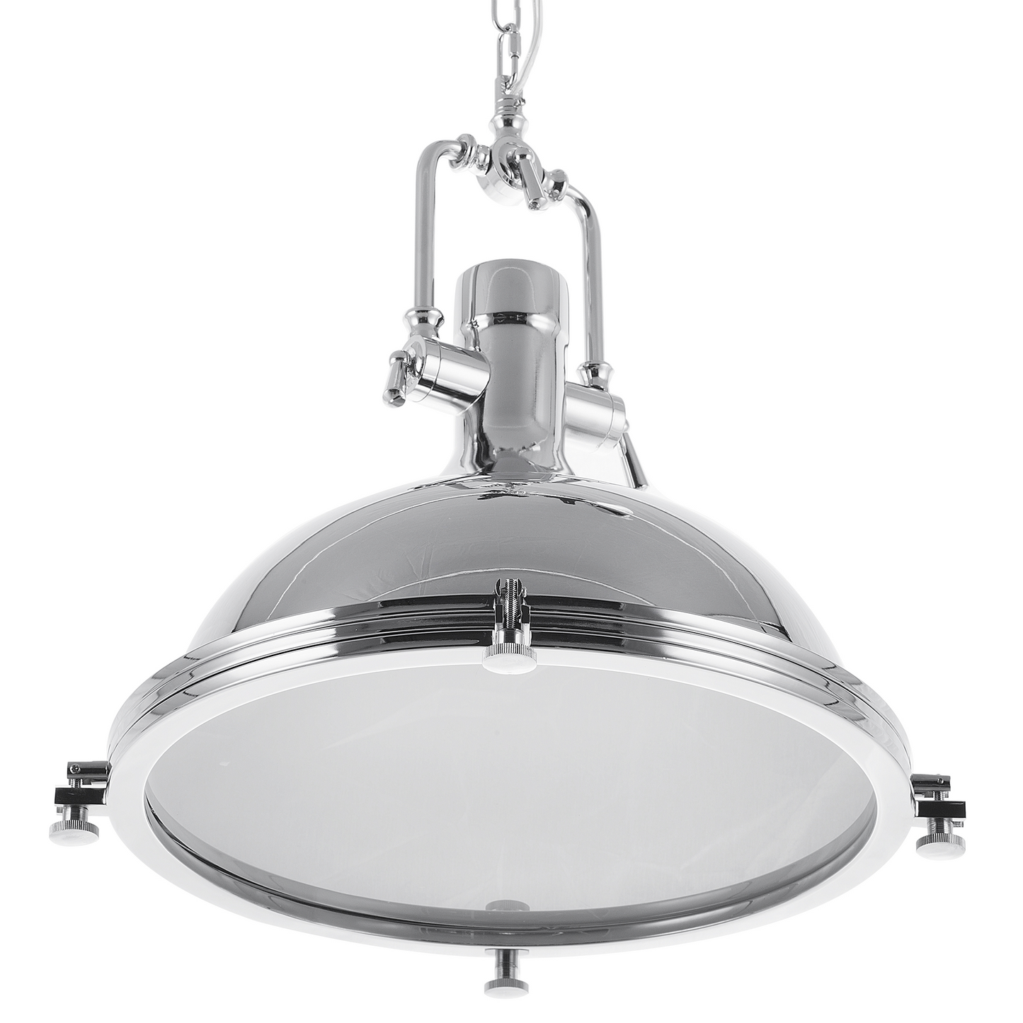 Industrial Pendant Lamp Silver Chromed Metal
