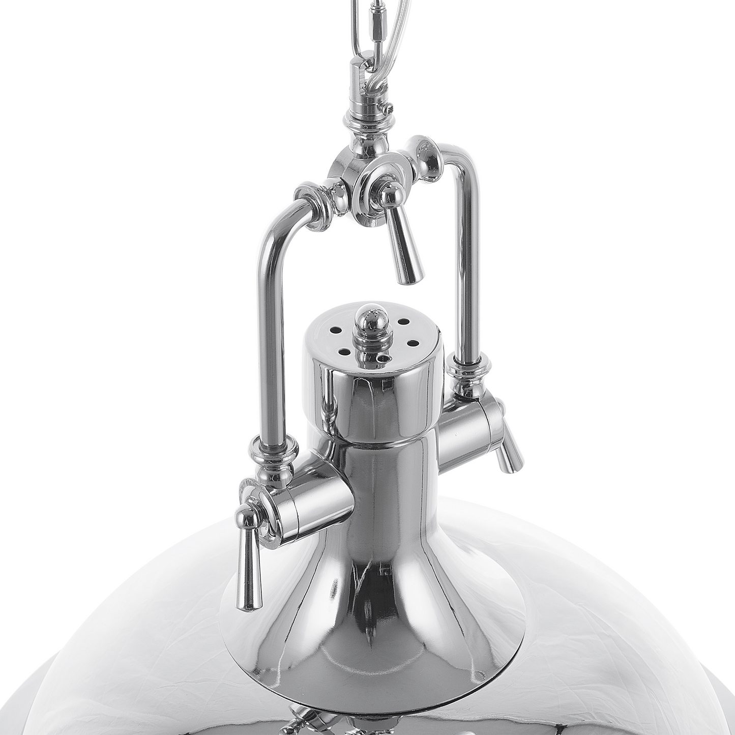 Industrial Pendant Lamp Silver Chromed Metal