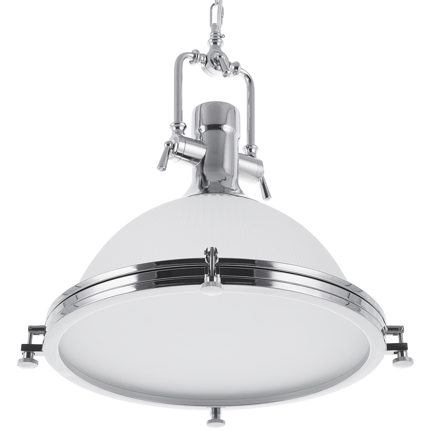Industrial Pendant Lamp White Frosted Glass Bowl With Silver Metal Frame Task Lighting