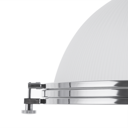 Industrial Pendant Lamp White Frosted Glass Bowl With Silver Metal Frame Task Lighting