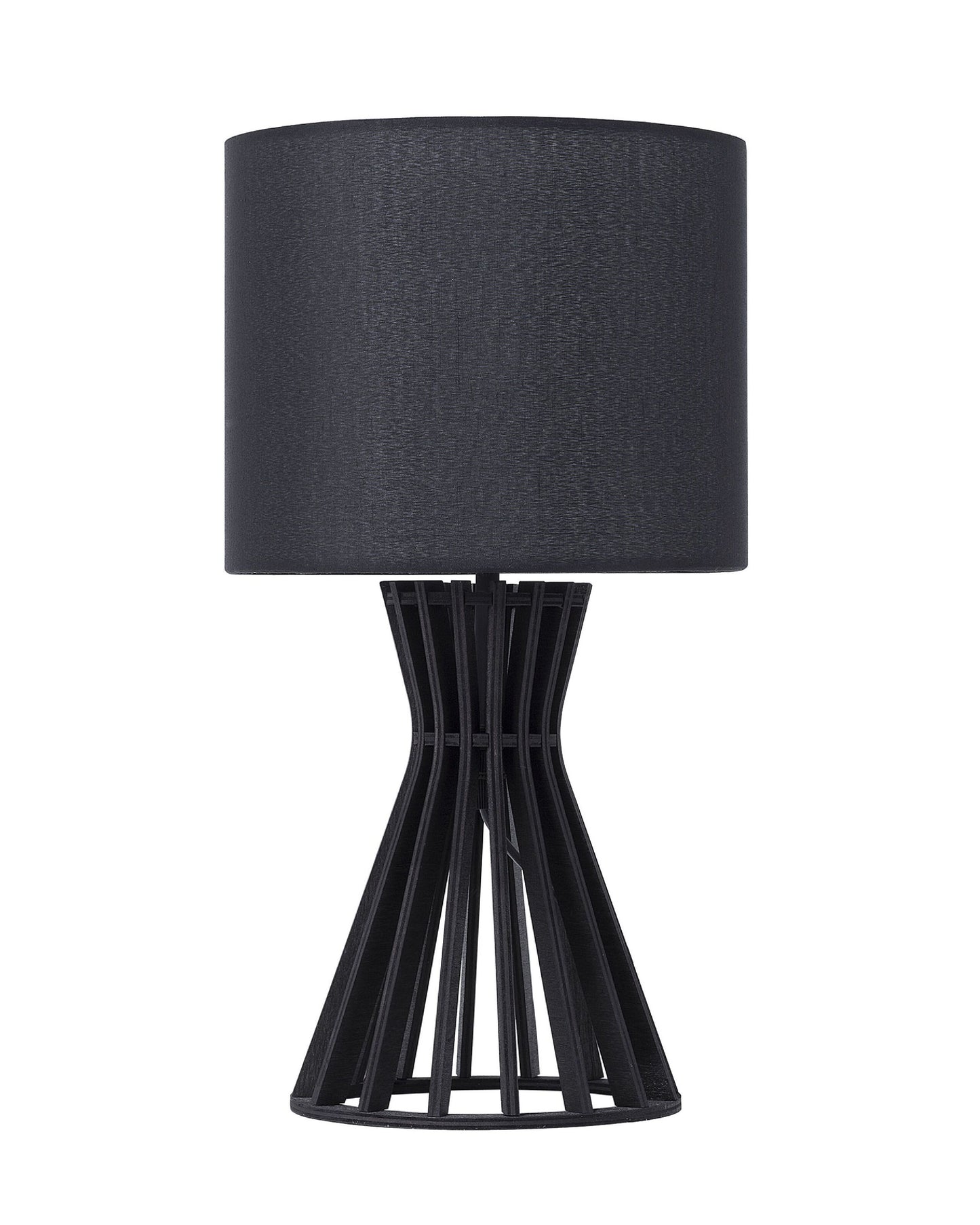 Black Wood Table Lamp With Fabric Shade Contemporary