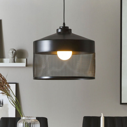 Pendant Lamp Black Metal Mesh Vintage Ceiling Light