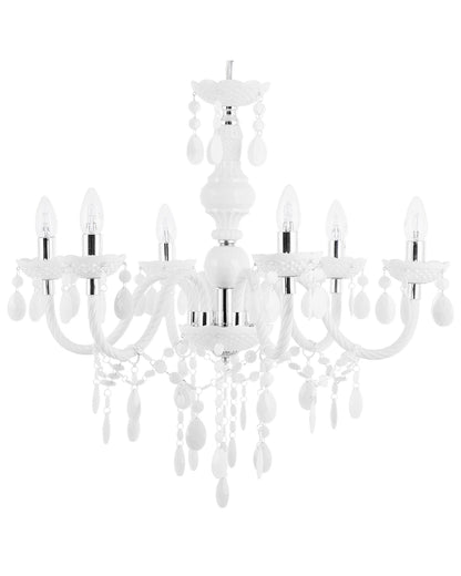 Crystal Chandelier 6 Light White Bulbs For Living Room