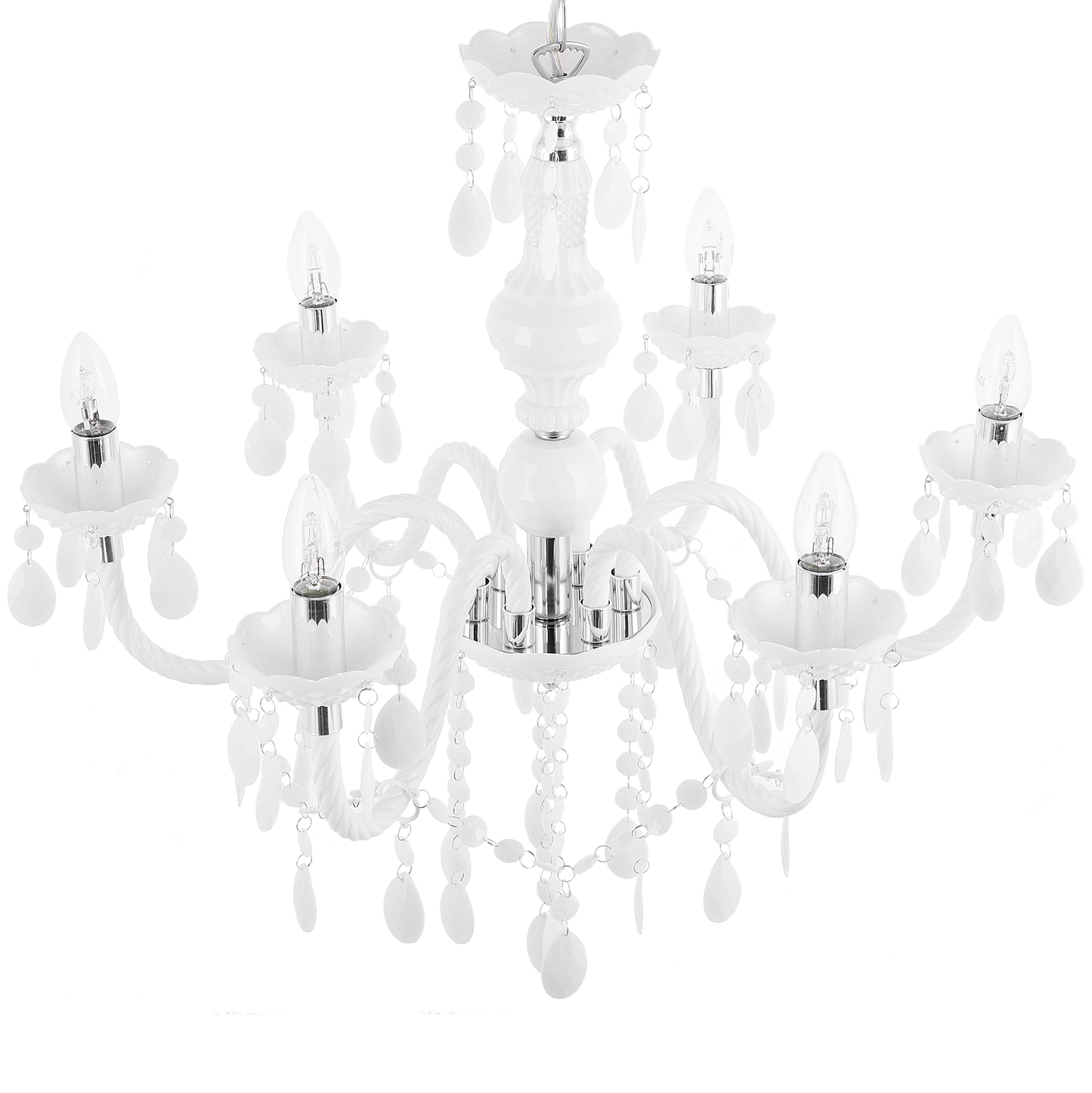 Crystal Chandelier 6 Light White Bulbs For Living Room