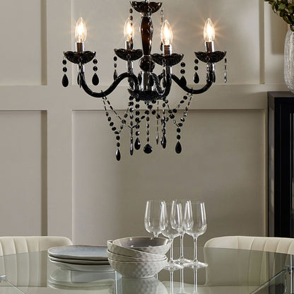 Black Crystal Chandelier 4 Light Glam