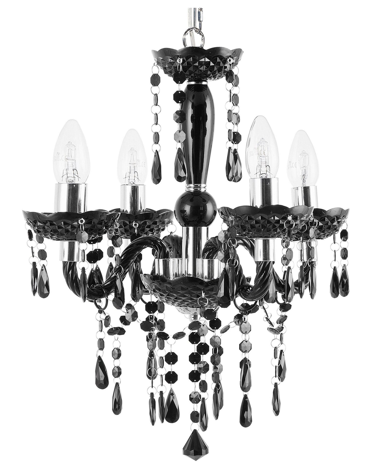 Black Crystal Chandelier 4 Light Glam