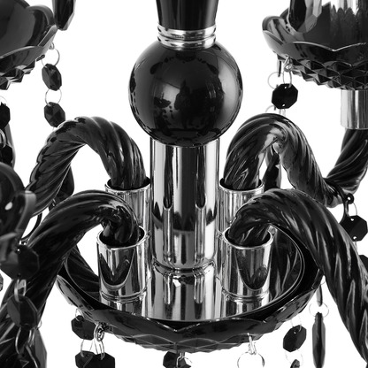 Black Crystal Chandelier 4 Light Glam
