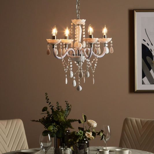 Chandelier White Crystals 4 Light