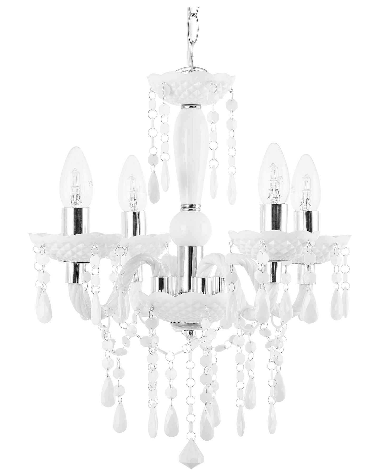 Chandelier White Crystals 4 Light