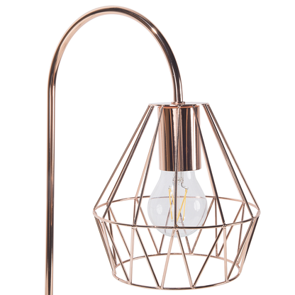 Copper Table Lamp Diamond Cage Shade Marble Base
