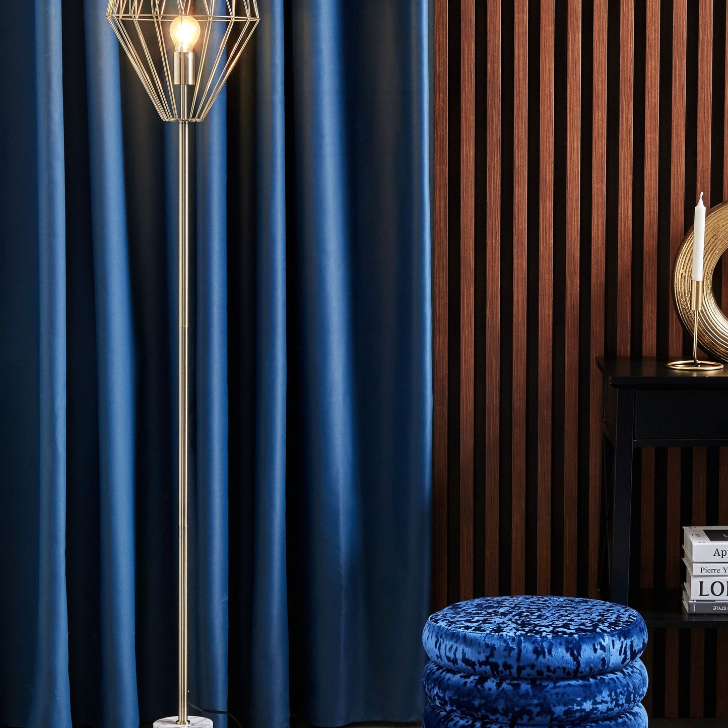 Floor Lamp 160cm Brass Metal Diamond Geometric Cage Shade Industrial Lighting Elegance